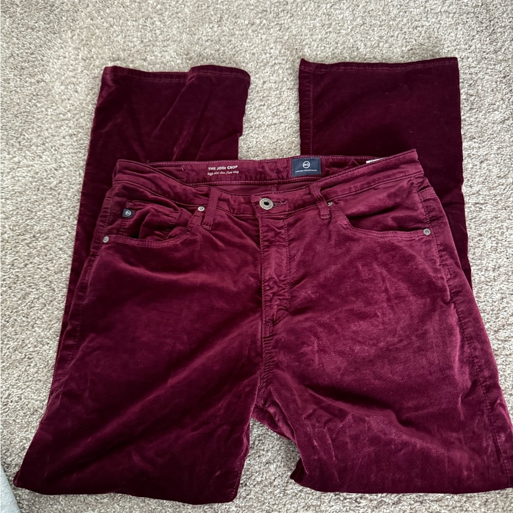 AG Jodi Crop Burgundy velvet pants